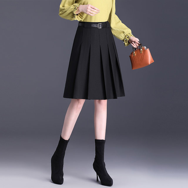 Pleated skirt women's short skirt spring and autumn 2025 new high-waisted slim A-line skirt commuting high-waisted suit skirt mid-skirt