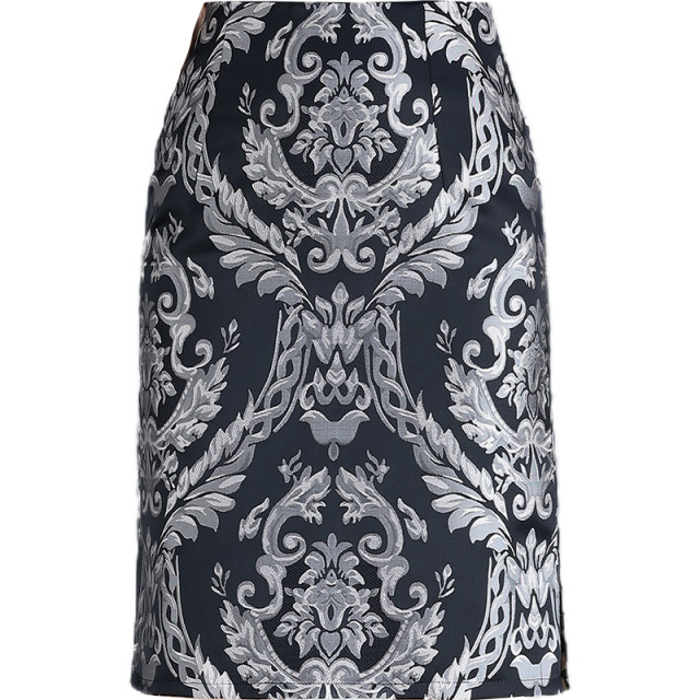 Retro printed short skirt hip skirt for women in summer 2025 new skirt high waist slim commuter slit one-step skirt