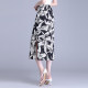 Temperature printed skirt for women in summer 2025 new high-end slim fit slit one-step skirt mid-length hip-cover skirt