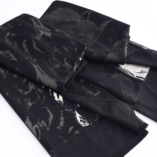 Retro jacquard gauze skirt for women's spring and autumn 2025 new slim hip straight skirt mid-length slit one-step skirt