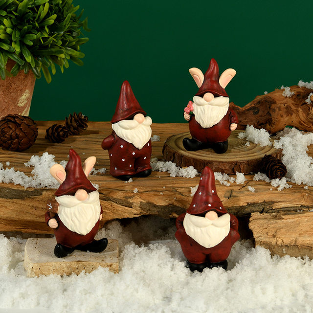 Christmas cute handmade ornaments elf Santa Claus decoration gnome dwarf desktop resin ornaments crafts