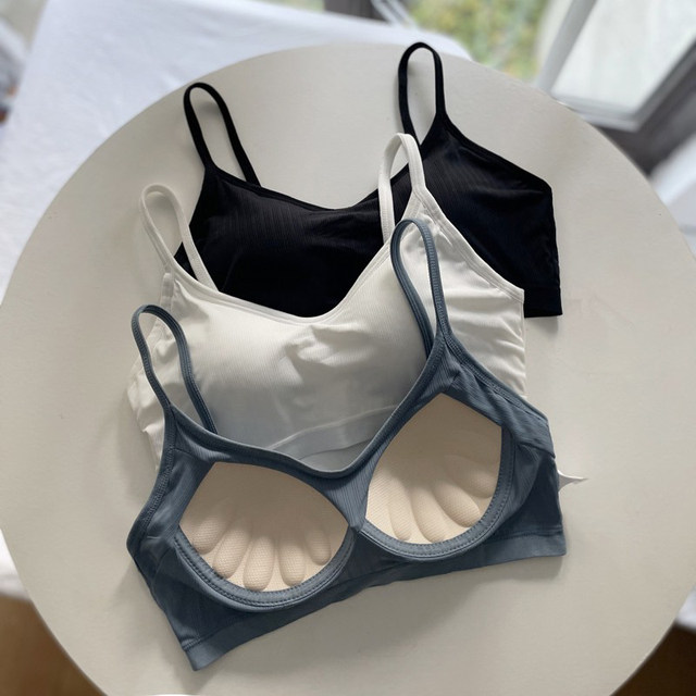 2022 beautiful back sports strapless underwear for summer thin women's gathering small chest vest bra without steel ring