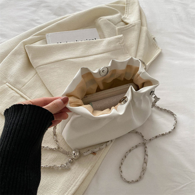 Niche textured bag for women 2025 new summer versatile chain one-shoulder crossbody bag high-end pleated cloud bag