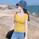 Korean version of summer new fashionable age-reducing ginger large round neck pure cotton slim short-sleeved T-shirt women's top Korean version ins