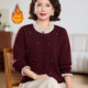 Mom's new autumn clothing, Western-style knitted sweaters, velvet thickened jackets, middle-aged and elderly women's autumn and winter fashionable large size tops