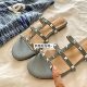 Reserved money! Ning Yizhuo's same style blue rivet one-word sandals for women summer mesh infrared wear flat bottom open toe sandals