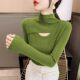Half-high neck hollow base shirt for women in spring and autumn green sweater fashionable 2024 new slim fit knitted sweater
