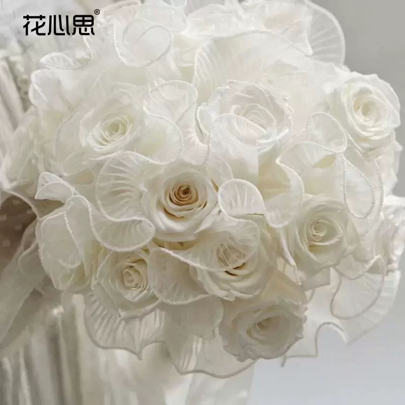 花心思韓式珍珠波浪紗浪花紗花店花束材料紗網鮮花包