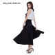 ZHANGSHUAI 2024 new simple commuting contrast medium length mesh wavy edge embroidered skirt
