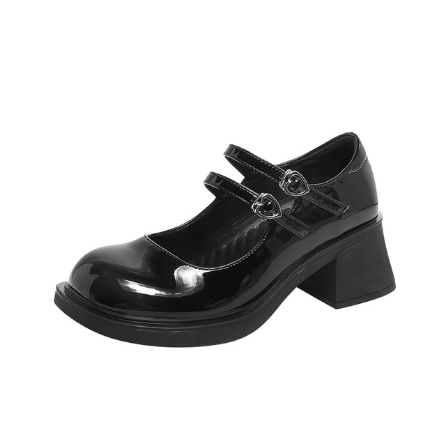 Xiangxiang characters double with Maryzhen shoes female 2023 summer new thick sole thick heel women's round head shallow mouth retro single shoes
