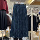 Retro Christmas Red Plaid Skirt Women's 2024 Autumn and Winter New Pleated Large Hem Long Skirt Thickened Pocket A-Line Skirt