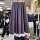 Korean literary lace lace interposer bag skirt for women loose slim mid-length A-line skirt drooping umbrella skirt