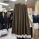 Korean literary lace lace interposer bag skirt for women loose slim mid-length A-line skirt drooping umbrella skirt