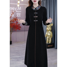 High-grade spring dress long sleeved dress woman 2023 autumn and winter new mother thin temperament national wind improved cheongsam skirt