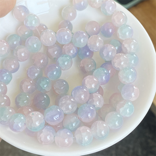 50 pieces of 8/10mm glass imitation jade broken flower beads explosion beads diy beaded bracelet necklace handmade materials