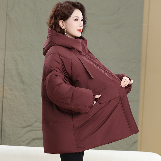 Western fat mother's down cotton clothes, middle-aged and elderly women's extra large size winter coats, plus fat and widened belly-covering thick coats