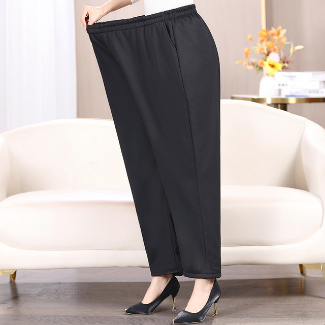 Fat Grandma large size plus pants, middle -aged and elderly mother, fat and wide female casual pants 220jin [Jin is equal to 0.5 kg] Old lady trousers
