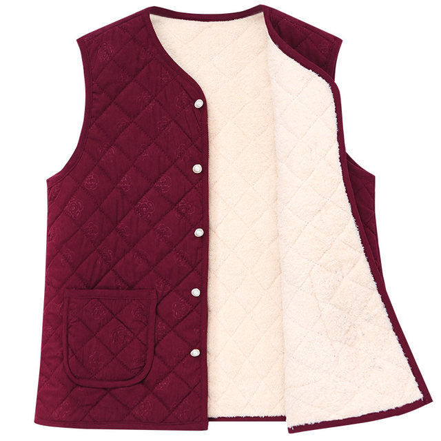 Fat grandma 240Jin [Jin equals 0.5 kg] Large size plus velvet vest middle-aged and elderly people in autumn and winter women's thick vest fat mother's warm inner basket