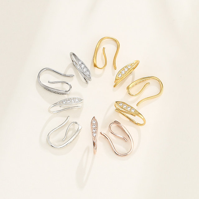 S925 silver ear hook accessories diy handmade pearl earrings ear hooks 18K gold ear jewelry earrings ear stud material