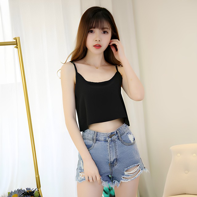 White short anti-static chiffon sling large size loose anti-exposure inner thin transparent half vest for women