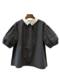 Spring and summer large size retro plaid POLO collar shirt fat MM300Jin [Jin equals 0.5 kg] slimming and age-reducing puff sleeve doll shirt top
