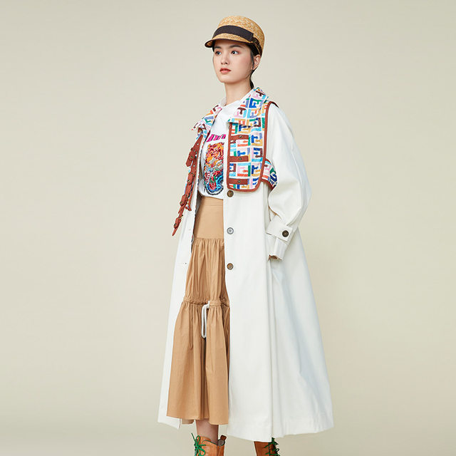 One city painting a spring retro yellow long windbreaker jacket loose comfortable casual long sleeve windbreaker jacket for women