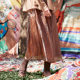 
One city painting a new winter style casual, literary simple and versatile elastic waist design large mid-skirt for women