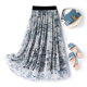 Chinese style commuting retro literary printed silk mulberry silk skirt small midi skirt flowing with flowing