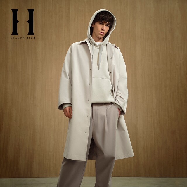 SEASON HIGH24 Spring New Loose Lapel Snap Button Solid Color Simple Mid-length Jacket Men's Clothing