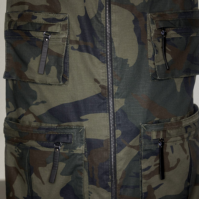 MLMR Autumn New Denim Camouflage Half-length Skirt for Women Trendy Personality Cool Retro One-Step Zipper Skirt