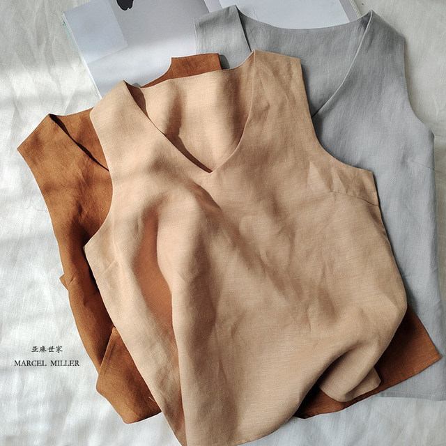 The sharing price is so cheap that French linen has a strong texture. Pure linen vest is comfortable and simple, practical and cool.
