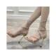 
Niche design summer cross women's strappy silver temperament sandals high heels open toe sexy stiletto heels rhinestones