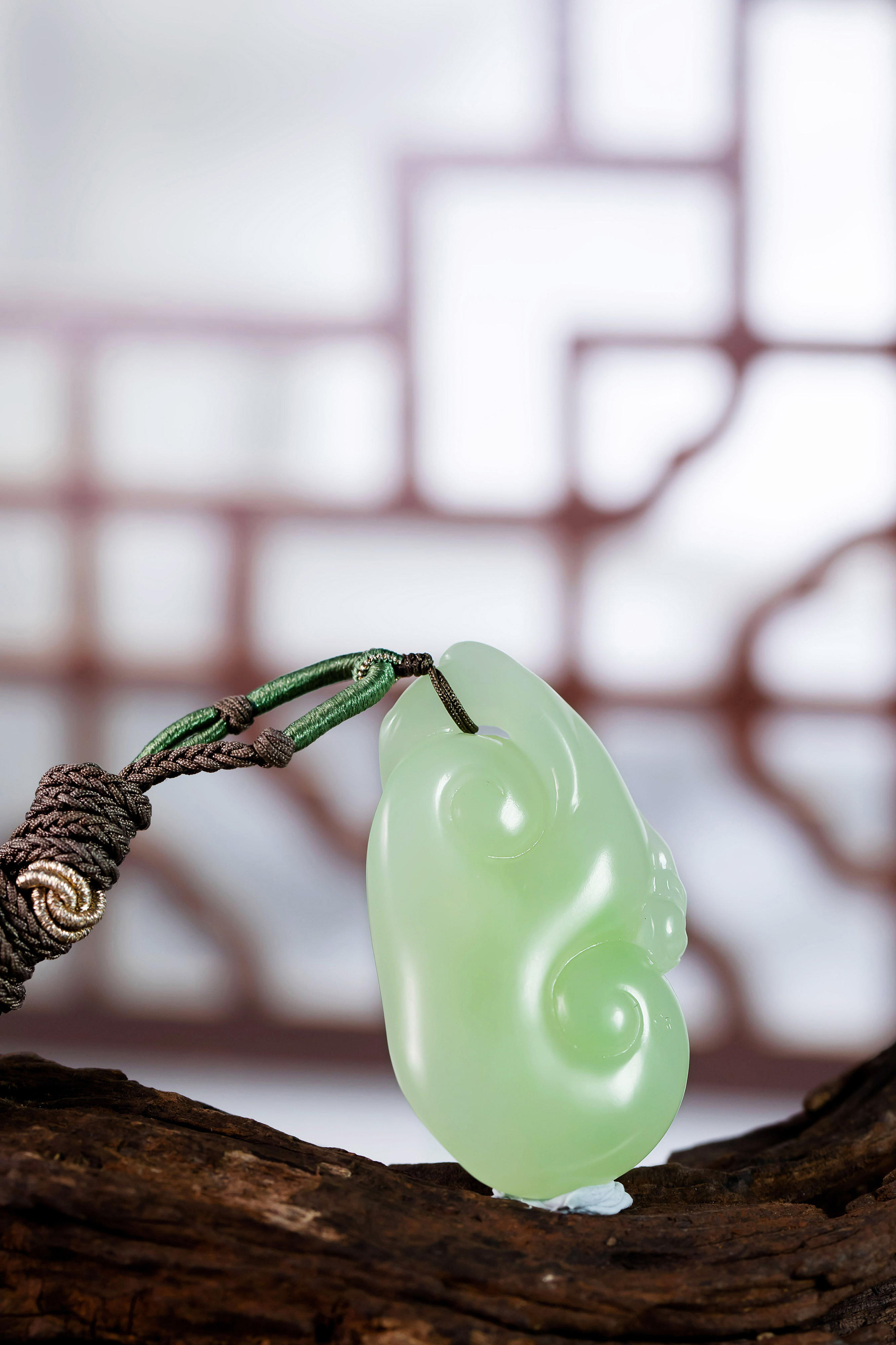 元舟珠宝 | 天然和田玉翠青吊坠挂件平安牌 大规格 附送鉴定证书