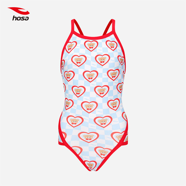 
Haosha girls swimsuit one-piece triangle hosa girls bear professional racing training competition swimming pool swimsuit