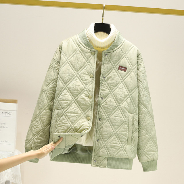 Diamond Cotton Clothing Women's Jacket Korean Style Slim Autumn and Winter New Small Stand Collar Cotton Short Baseball Clothing Cotton Jacket Women