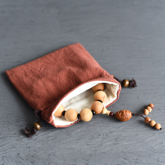 Pure cotton plate beads bag bracelet Playing pockets, playing small cloth bag bouquets, drawing rope jewelry double -layer storage bag customization
