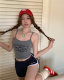 Pure desire, sweet girl letter printing strap vest with chest pad hot girl, wears short sleeveless tops

