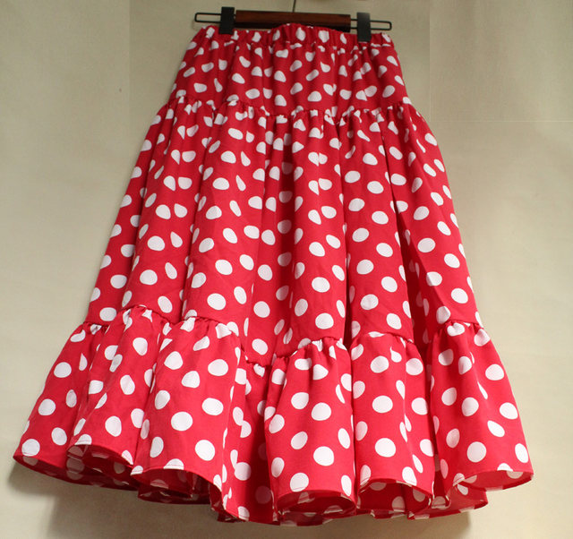 Summer Sweet Princess Drot Polka Dot Long Skirt Puff of Puff pleated cake skirt A -line skirt A -shaped dots half -body skirt
