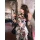 Nanlixiang oil painting art % suspender vest for women in summer sleeveless slim design irregular lace top