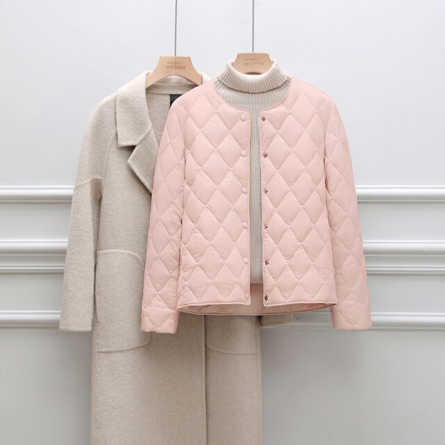 Thin down jacket for women with round neck short 2025 autumn and winter new liner V-neck slim fit warm bottom