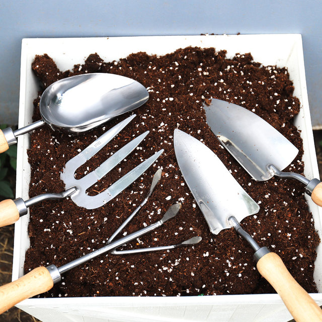 Gardening tool set stainless steel small shovel planting digging household three-piece set flower planting shovel gardening