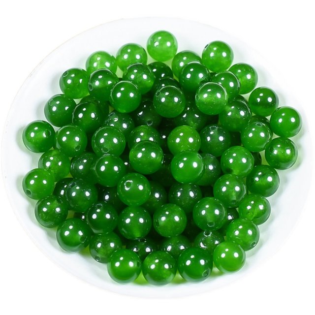 Natural Xinjiang Hotan Jade Scattered Beads Spinach Green Cleured Cleur Round Beads DIY Jewelry Writing Bracelet Necklace Jade Beads