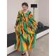 Fashionable popular version dress 2024 spring and summer new beautiful small open collar trouser long sleeve floral dress for women