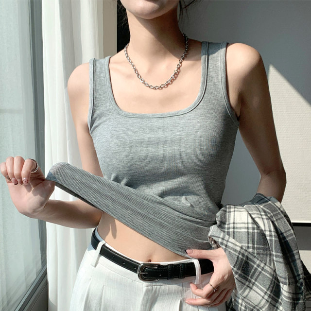 Wide shoulder square collar small camisole women's inner wear summer 2024 new black and white I-shaped spring and autumn outer wear bottoming top