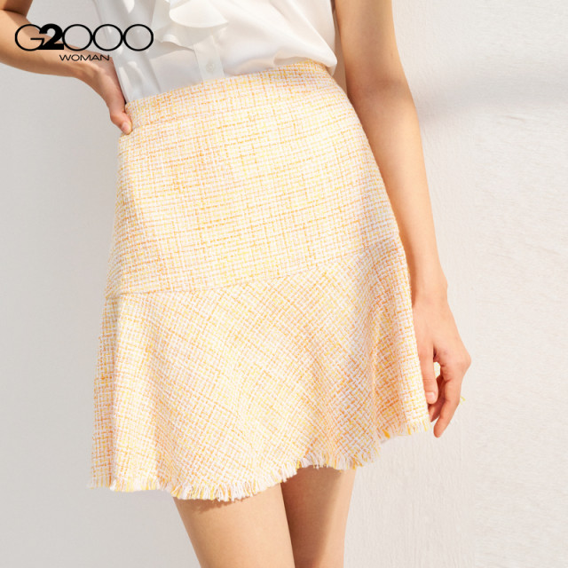 G2000 Women's Clothing 2025 Shopping Mall Elegant Simple Tweed Fabric Elegant A-shaped Short Skirt
