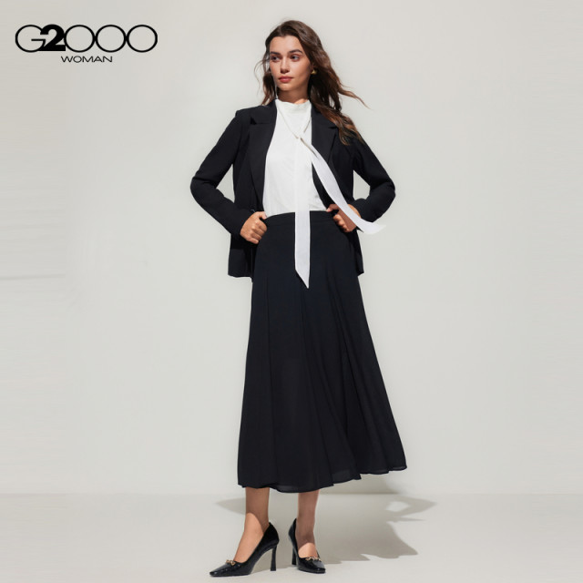 G2000 women's SS25 casual and versatile rubber waist trumpet skirt
