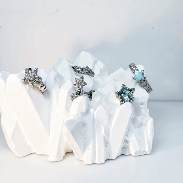 Twenty-two-chome star earrings, high-end ear bone nails, cochlear nails, women's earrings, five-pointed star earrings, earrings