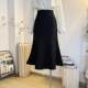 Black fishtail skirt mid-length skirt for women 2025 spring and summer new high-waisted A-line hip-wrapped skirt to make them look slim and elegant