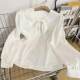 French doll collar bow satin shirt women's long sleeves 2025 spring temperament commuting shirt age-reducing top white