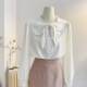 French doll collar bow satin shirt women's long sleeves 2025 spring temperament commuting shirt age-reducing top white